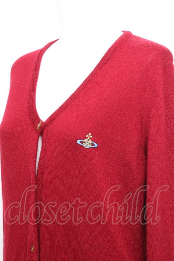 画像3: ヴィヴィアンウエストウッド 中古 / カラーオーブ刺繍ロングカーディガン L 赤  S-26-10-04-019-bl-AS-ZS (3)