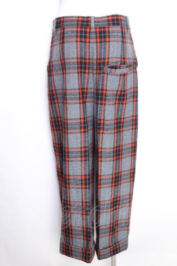 画像2: ヴィヴィアンウエストウッド 中古 / タータンチェックウールパンツ 44 グレーｘオレンジ  S-26-10-04-040-pa-HR-ZS (2)