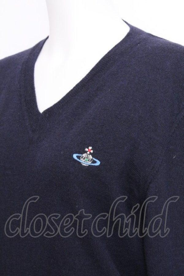 画像3: ヴィヴィアンウエストウッド 中古 / カラーオーブ刺繍ニット M 紺  S-26-10-04-007-ts-AS-ZS (3)