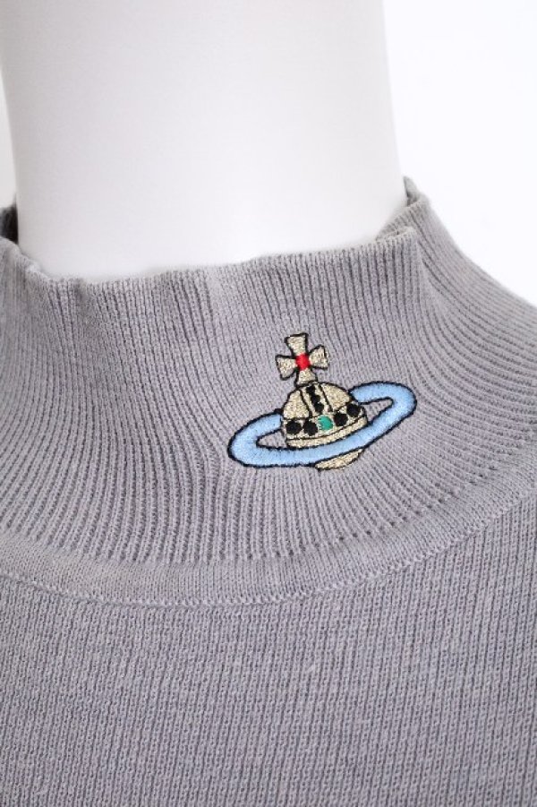 画像3: ヴィヴィアンウエストウッド 中古 / カラーオーブ刺繍ハイネックニット M グレー  S-26-10-11-032-op-AS-ZS (3)