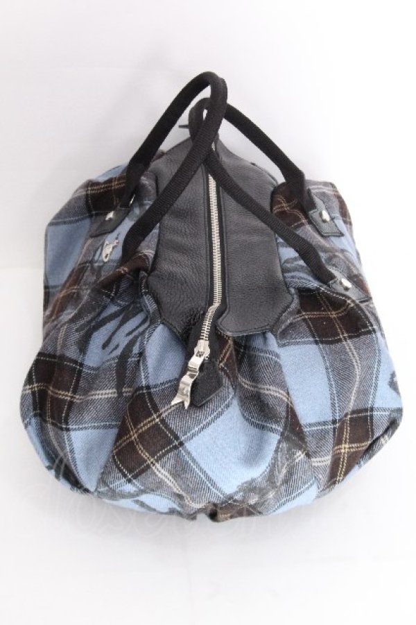 画像3: ヴィヴィアンウエストウッド 中古 / vivienne's タータンバッグ  サックスｘ黒  S-26-10-11-022-ba-AS-ZS (3)