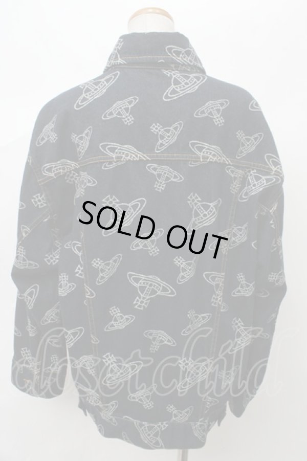 画像2: ヴィヴィアンウエストウッド 中古 / ORBジャカードデニム ビッグジャケット 02 青  Y-24-03-13-068-jc-SZ-ZY (2)