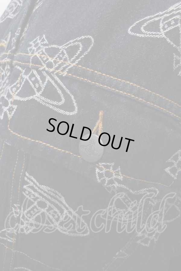 画像3: ヴィヴィアンウエストウッド 中古 / ORBジャカードデニム ビッグジャケット 02 青  Y-24-03-13-068-jc-SZ-ZY (3)