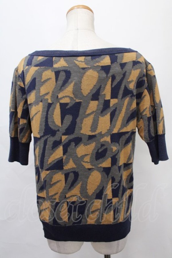 画像2: ヴィヴィアンウエストウッド 中古 / /総柄半袖ニット 2 ネイビー  Y-24-09-11-031-to-SZ-OS (2)