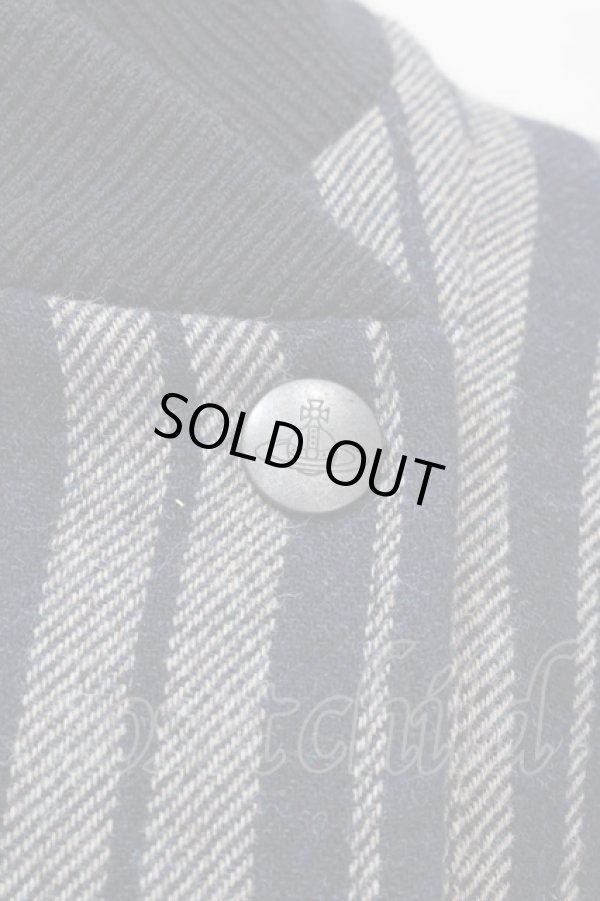 画像3: ヴィヴィアンウエストウッド 中古 / ストライプブルゾン 00 紺  Y-24-09-11-049-jc-SZ-OS (3)