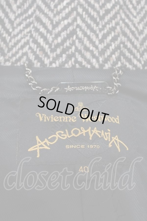 画像3: ANGLOMANIA 中古 / ヘリンボーンコート 40 黒ｘブラウン  Y-24-10-30-054-co-AS-ZH (3)