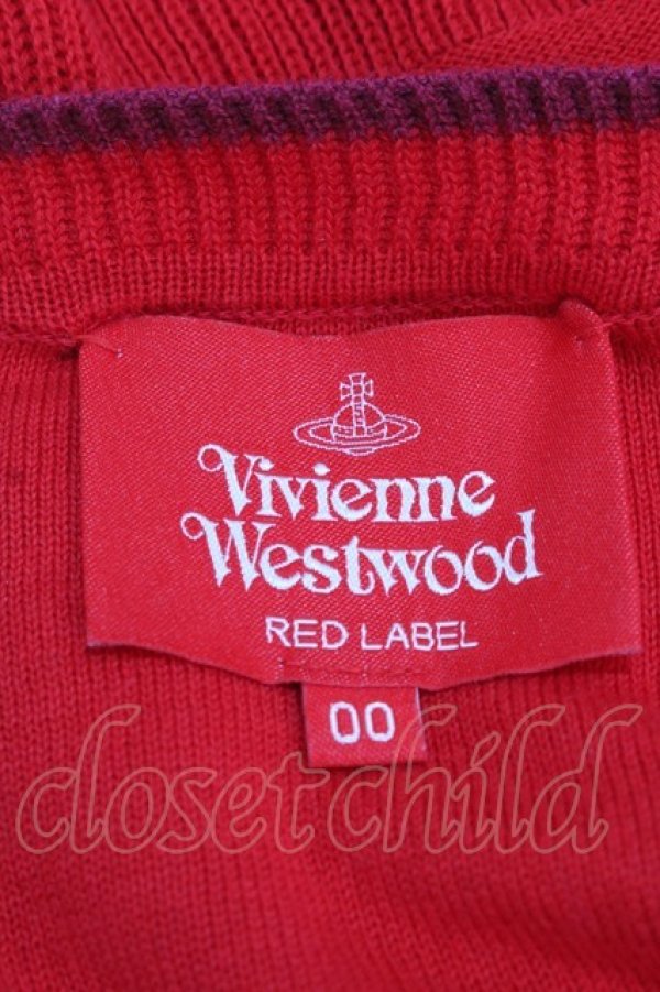 画像4: ヴィヴィアンウエストウッド 中古 / オーブ刺繍フリルニットカーディガン 00 レッド  Y-24-11-27-033-to-SZ-ZS (4)
