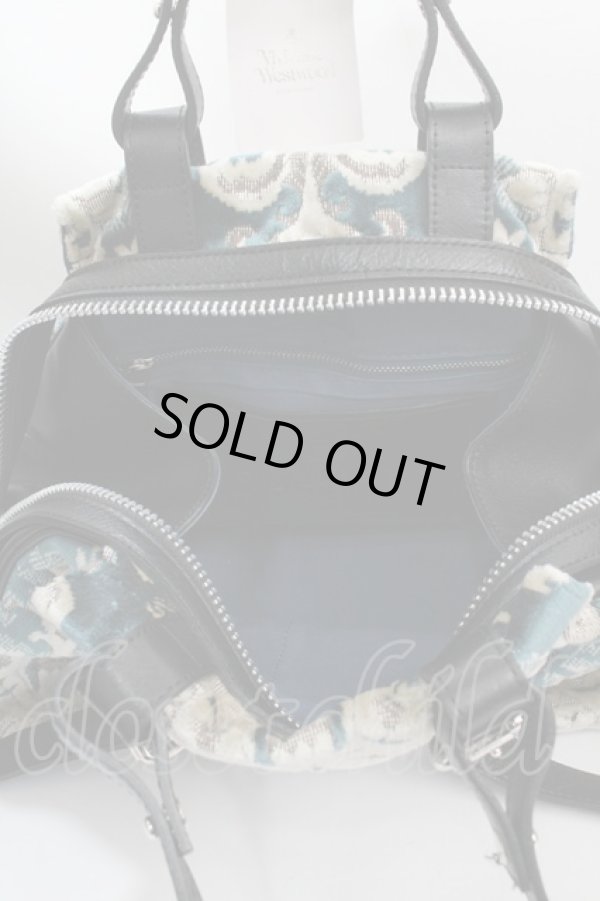 画像4: ヴィヴィアンウエストウッド 中古 / ブロケードヤスミンバッグ  青  Y-24-12-29-011-ba-SZ-ZY (4)