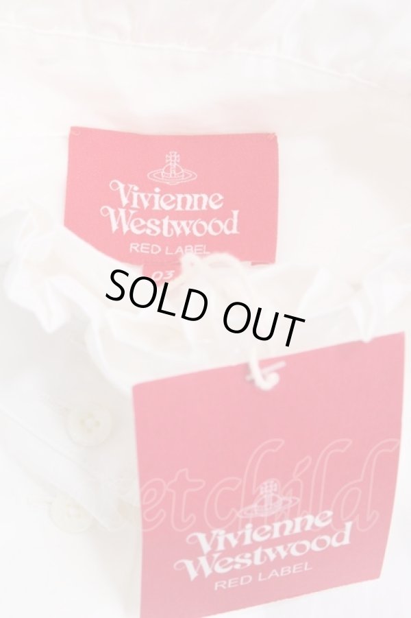 画像4: ヴィヴィアンウエストウッド 中古 / 単色オーブ刺繍立襟フリルブラウス 03 ホワイト  Y-25-02-19-036-bl-SZ-ZH (4)