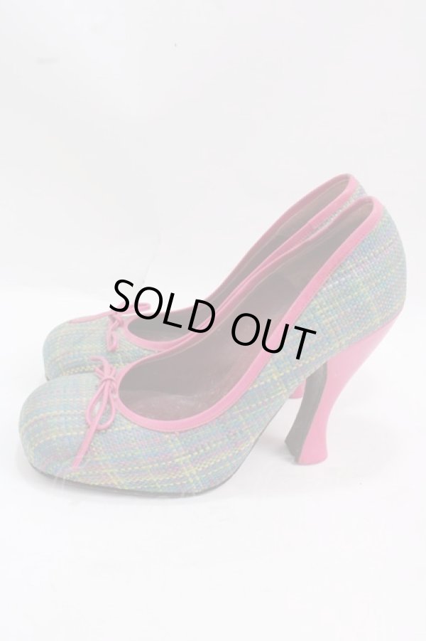 画像2: ヴィヴィアンウエストウッド 中古 / ツイードタータンパンプス 37 1/2 グリーン  Y-25-02-19-022-sh-SZ-ZH (2)