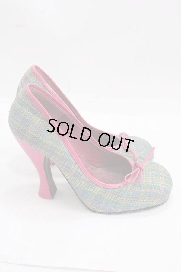 画像4: ヴィヴィアンウエストウッド 中古 / ツイードタータンパンプス 37 1/2 グリーン  Y-25-02-19-022-sh-SZ-ZH (4)