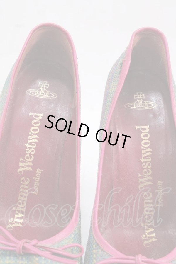 画像5: ヴィヴィアンウエストウッド 中古 / ツイードタータンパンプス 37 1/2 グリーン  Y-25-02-19-022-sh-SZ-ZH (5)