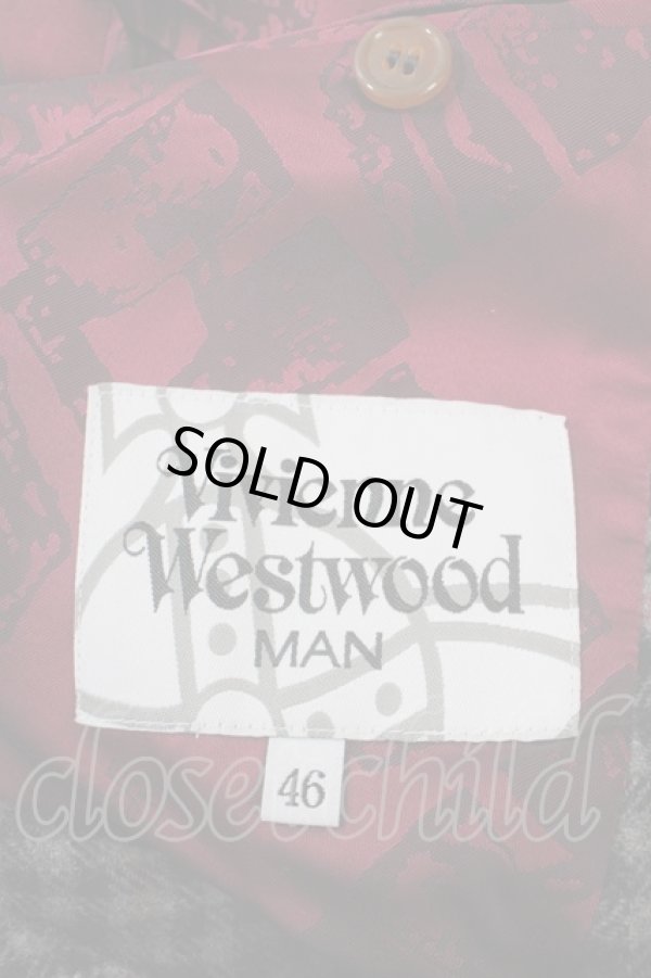 画像3: ヴィヴィアンウエストウッド MAN 中古 / チェック燕尾ジャケット 46 グレー  Y-25-03-19-053-jc-SZ-ZH (3)