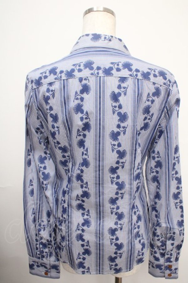 画像2: ヴィヴィアンウエストウッド 中古 / ストライプブラウス 40 ブルー  Y-25-03-19-018-bl-AS-ZS (2)