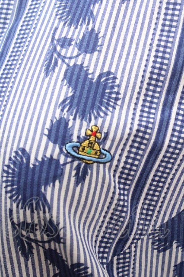 画像3: ヴィヴィアンウエストウッド 中古 / ストライプブラウス 40 ブルー  Y-25-03-19-018-bl-AS-ZS (3)