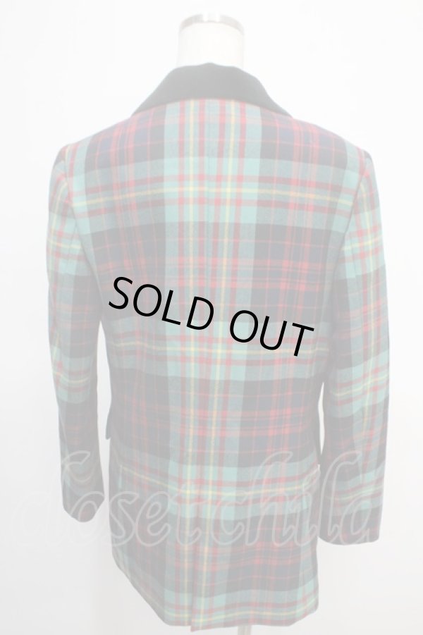 画像2: ヴィヴィアンウエストウッド 中古 / TARTAN CHECKピークドカラーロングジャケット M グリーン  Y-25-04-30-052-jc-SZ-OS (2)