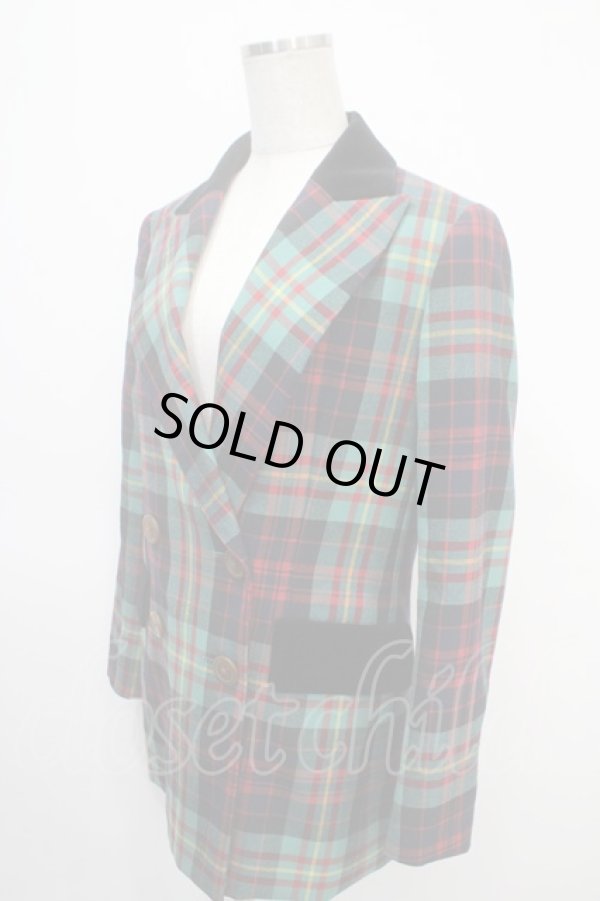 画像3: ヴィヴィアンウエストウッド 中古 / TARTAN CHECKピークドカラーロングジャケット M グリーン  Y-25-04-30-052-jc-SZ-OS (3)