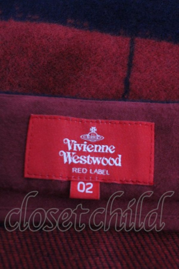 画像4: ヴィヴィアンウエストウッド 中古 / タータンチェック柄ウールスカート 2 レッド  Y-25-04-30-068-sk-SZ-ZY (4)