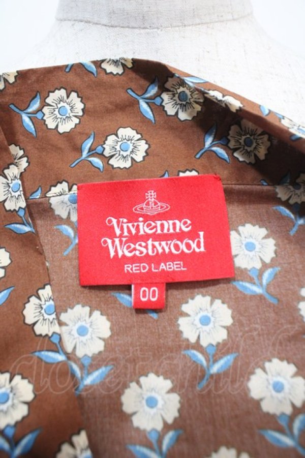画像3: ヴィヴィアンウエストウッド 中古 / フラワープリントボウ付スクエアトップス 00 ブラウン  Y-25-04-30-018-bl-SZ-ZH (3)