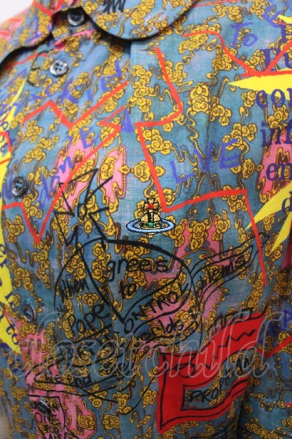 画像3: ヴィヴィアンウエストウッド 中古 / ティーガーデンシャツ 40 ブルー  Y-25-04-30-019-bl-SZ-ZS (3)