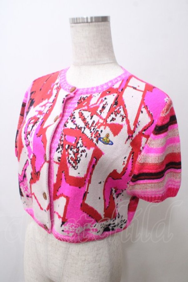画像3: ヴィヴィアンウエストウッド 中古 / Graffiti cropped cardi XS/S ピンク  Y-25-05-28-025-to-SZ-ZY (3)