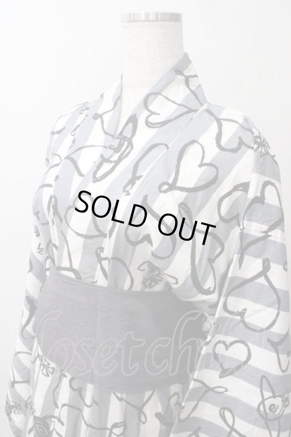 画像3: ヴィヴィアンウエストウッド 中古 / スクリブルハート浴衣  ホワイト×グレー  Y-25-05-28-056-op-SZ-ZH (3)