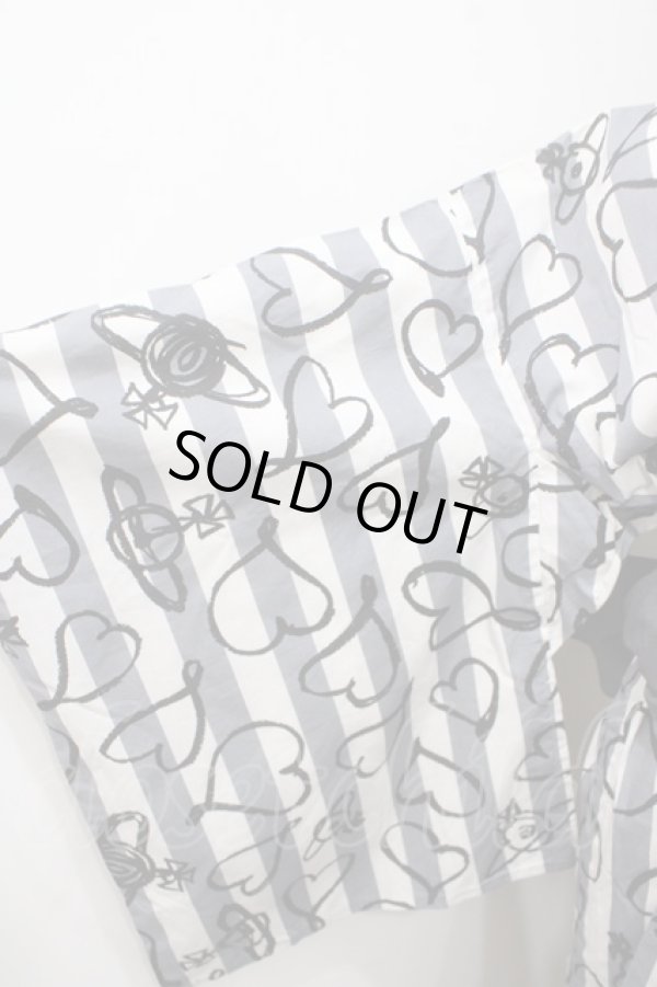 画像4: ヴィヴィアンウエストウッド 中古 / スクリブルハート浴衣  ホワイト×グレー  Y-25-05-28-056-op-SZ-ZH (4)