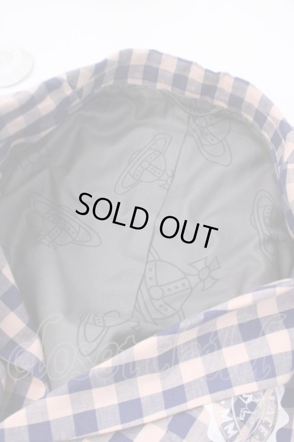 画像5: ヴィヴィアンウエストウッド 中古 / 綿麻ギンガムチェックダブルブレストジャケット 02 ピンク×ネイビー  Y-25-05-28-059-jc-SZ-OS (5)