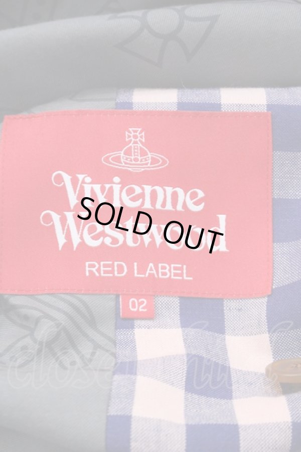 画像6: ヴィヴィアンウエストウッド 中古 / 綿麻ギンガムチェックダブルブレストジャケット 02 ピンク×ネイビー  Y-25-05-28-059-jc-SZ-OS (6)