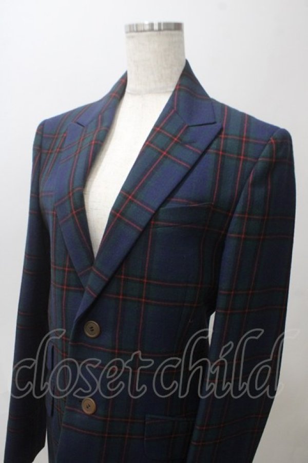 画像3: ヴィヴィアンウエストウッド MAN 中古 / タータンチェックジャケット 44 グリーン×ネイビー  Y-25-05-28-061-jc-SZ-ZH (3)