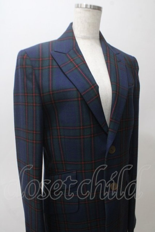 画像4: ヴィヴィアンウエストウッド MAN 中古 / タータンチェックジャケット 44 グリーン×ネイビー  Y-25-05-28-061-jc-SZ-ZH (4)