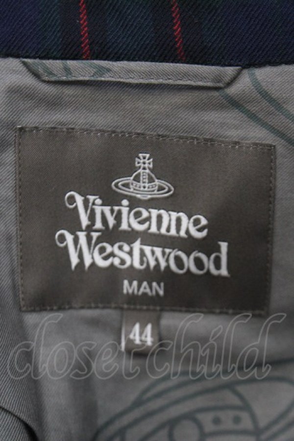 画像6: ヴィヴィアンウエストウッド MAN 中古 / タータンチェックジャケット 44 グリーン×ネイビー  Y-25-05-28-061-jc-SZ-ZH (6)