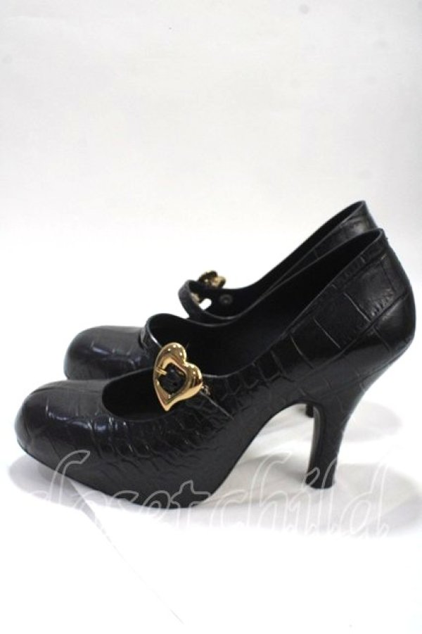 画像2: ヴィヴィアンウエストウッド×Melissa 中古 / Crocoシューズ 24 ブラック  Y-25-05-28-020-sh-SZ-ZY (2)