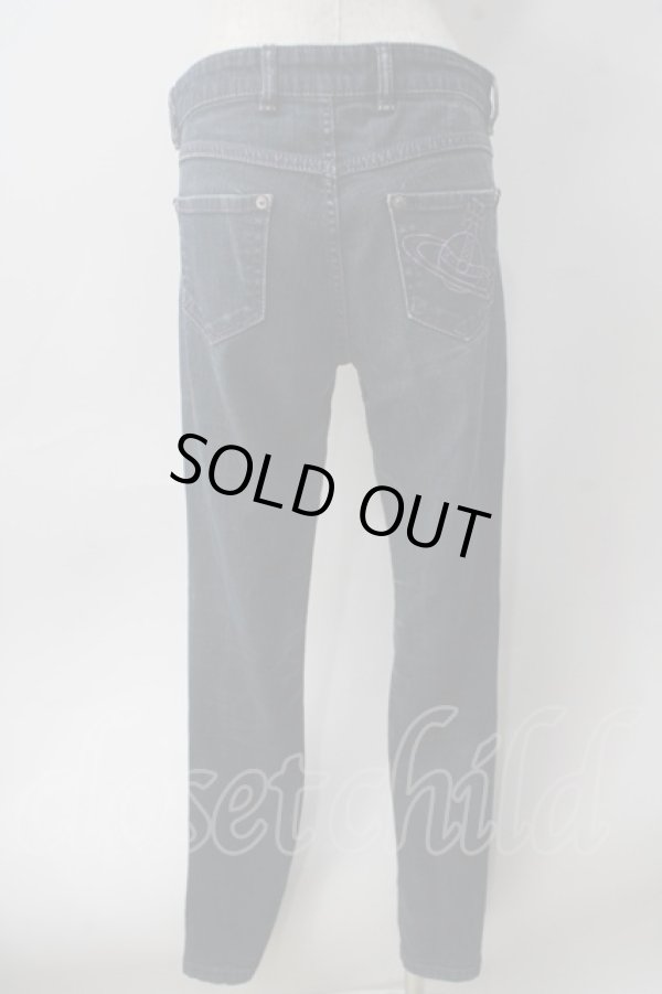 画像2: ヴィヴィアンウエストウッド 中古 / ラメステッチオーブ刺繍ポケットデニムパンツ 2 インディゴ  Y-25-06-18-030-pa-SZ-ZY (2)