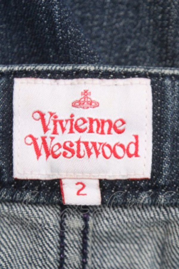画像5: ヴィヴィアンウエストウッド 中古 / ラメステッチオーブ刺繍ポケットデニムパンツ 2 インディゴ  Y-25-06-18-030-pa-SZ-ZY (5)