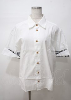 ヴィヴィアンウエストウッド 中古 / CHOICE チェーンオーブプリントブラウス 2 ホワイトｘグレー  O-25-07-06-061-bl-YM-ZY ヴィヴィアンウエストウッド 中古 / CHOICE チェーンオーブ