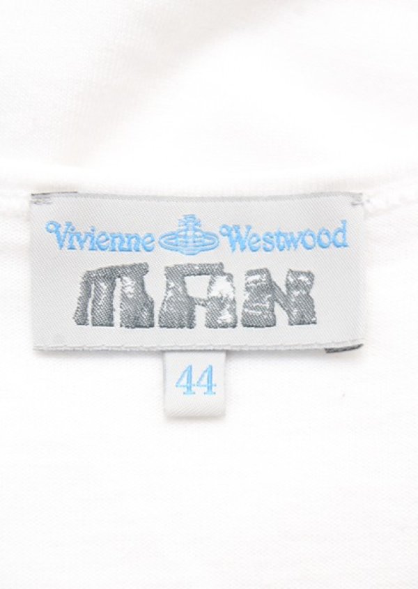 画像4: ヴィヴィアンウエストウッド MAN 中古 / オーブ刺繍七分丈カットソー 44 ホワイト  Y-25-07-20-036-ts-SZ-ZY (4)