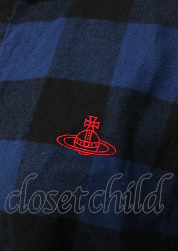 画像3: ヴィヴィアンウエストウッド 中古 / ギンガムチェックブロッキングシャツ  赤×青  Y-25-07-20-039-bl-AS-ZY (3)