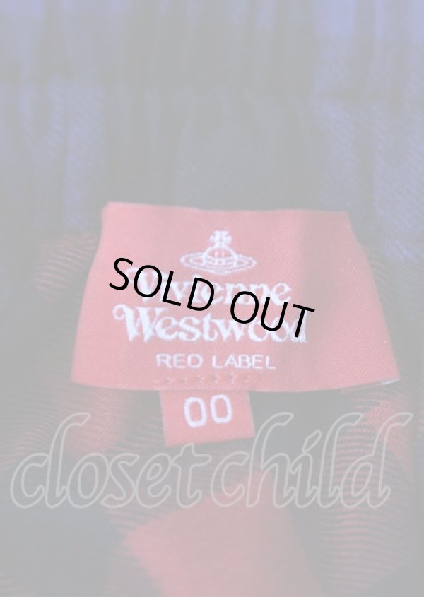 画像4: ヴィヴィアンウエストウッド 中古 / タータン切リ替エ変形スカート 00 赤×青  Y-25-07-20-045-sk-SZ-ZY (4)