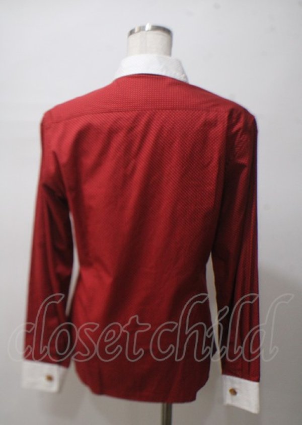 画像2: ヴィヴィアンウエストウッド MAN 中古 / フェイクタイ付キドレスシャツ 44 レッド  Y-25-07-20-062-bl-SZ-ZS (2)