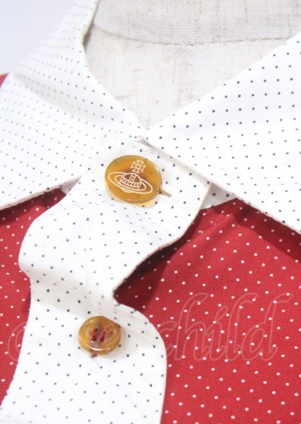 画像4: ヴィヴィアンウエストウッド MAN 中古 / フェイクタイ付キドレスシャツ 44 レッド  Y-25-07-20-062-bl-SZ-ZS (4)