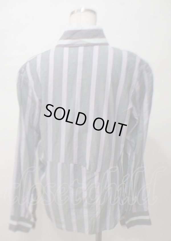 画像2: ヴィヴィアンウエストウッド 中古 / ストライプ切替ブラウス II ブルー  Y-25-07-20-064-bl-SZ-ZS (2)