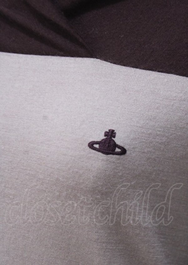 画像3: ヴィヴィアンウエストウッド 中古 / 単色オーブ刺繍バイカラートップス 2 ブラウン  Y-25-07-20-071-to-SZ-ZY (3)