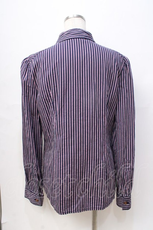 画像3: ヴィヴィアンウエストウッド 中古 / ストライプブラウス 3 ネイビー  Y-25-08-20-018-bl-SZ-ZY (3)