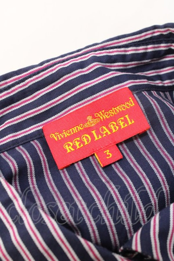 画像6: ヴィヴィアンウエストウッド 中古 / ストライプブラウス 3 ネイビー  Y-25-08-20-018-bl-SZ-ZY (6)