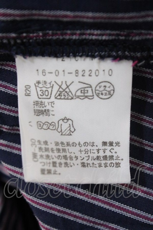 画像7: ヴィヴィアンウエストウッド 中古 / ストライプブラウス 3 ネイビー  Y-25-08-20-018-bl-SZ-ZY (7)