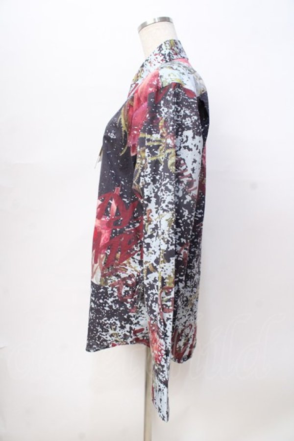 画像2: ヴィヴィアンウエストウッド MAN 中古 / "FREEDOM FIGHTER PUZZLE ROSE" ビッグクラシックシャツ 46 ブルー  Y-25-08-20-019-bl-SZ-ZY (2)