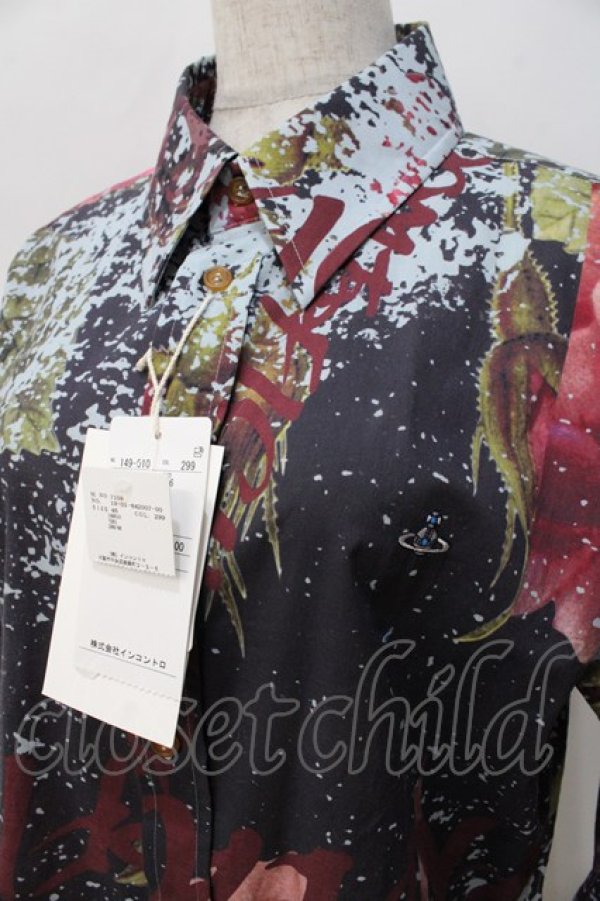 画像5: ヴィヴィアンウエストウッド MAN 中古 / "FREEDOM FIGHTER PUZZLE ROSE" ビッグクラシックシャツ 46 ブルー  Y-25-08-20-019-bl-SZ-ZY (5)