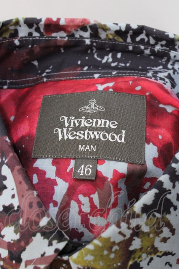 画像6: ヴィヴィアンウエストウッド MAN 中古 / "FREEDOM FIGHTER PUZZLE ROSE" ビッグクラシックシャツ 46 ブルー  Y-25-08-20-019-bl-SZ-ZY (6)