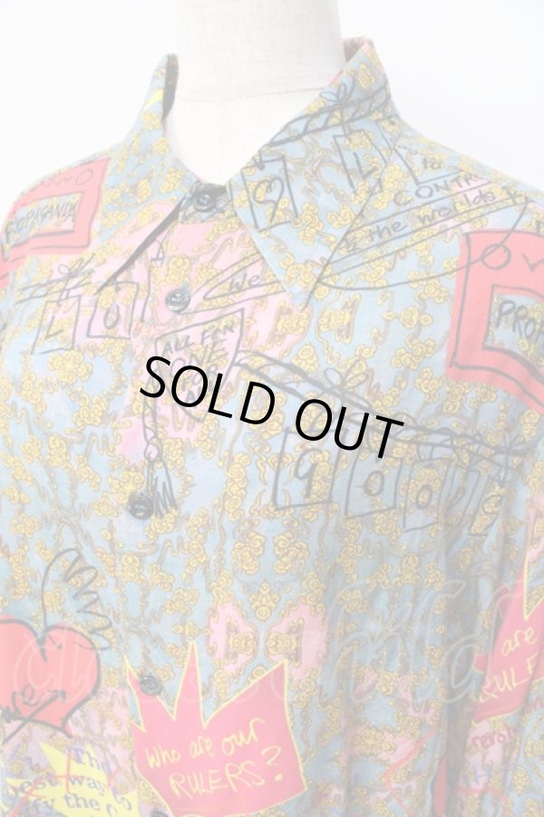 画像4: ヴィヴィアンウエストウッド 中古 / TEA GARDEN長袖シャツ  ブルー  Y-25-08-20-020-bl-SZ-ZY (4)